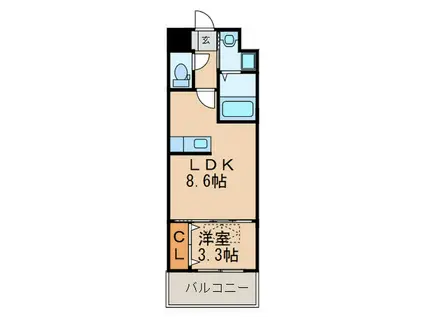 RIZ GRANDE花畑駅前(1LDK/5階)の間取り写真