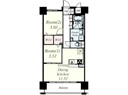 パトリス城東中央(2LDK/6階)の間取り写真