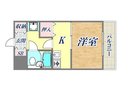 ダンディライオン西宮Ⅲ(1K/5階)の間取り写真