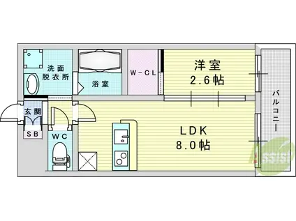 セレニテ新大阪ミラク壱番館(1LDK/4階)の間取り写真