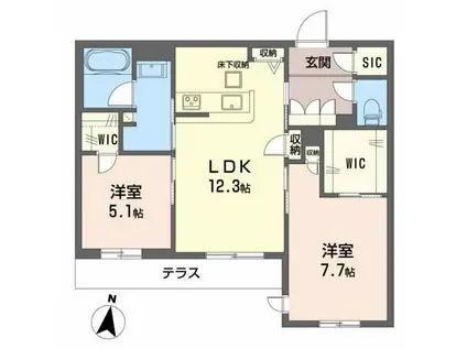 BONRAVIN TOYONAKA PREMIER(2LDK/1階)の間取り写真