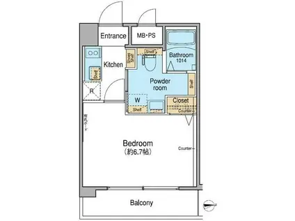 フウ オオイマチ バイ ラティエラ(1K/8階)の間取り写真