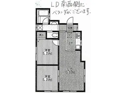 ハイムゴーヅ(2LDK/1階)の間取り写真