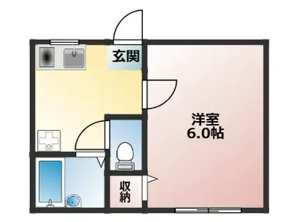 汐美コーポ(1K/2階)の間取り写真