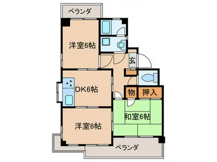 シャトー平山(3DK/2階)の間取り写真