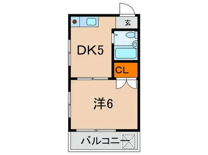 ウエストイン六甲(1DK/3階)の間取り写真