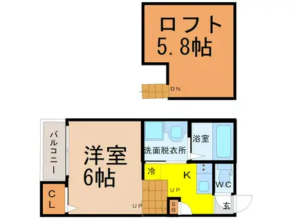 ハーモニーテラス高道町II(1K/1階)の間取り写真