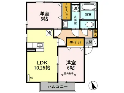 アルカディア202(2LDK/2階)の間取り写真