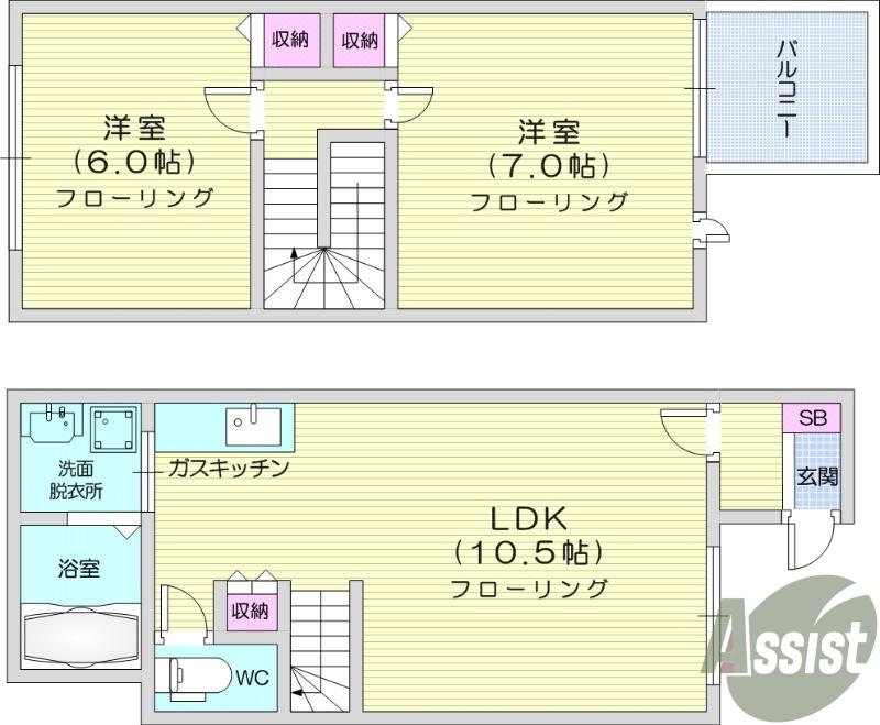 PROSPER愛子東(2LDK/1階)の間取り写真