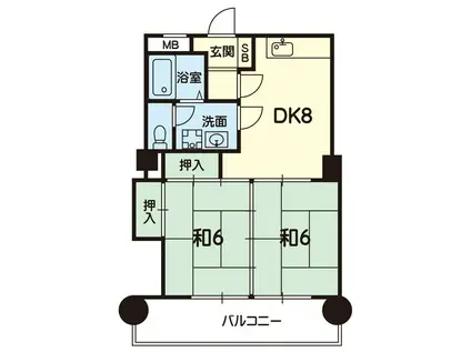 クリスタルパレス春日(2DK/2階)の間取り写真