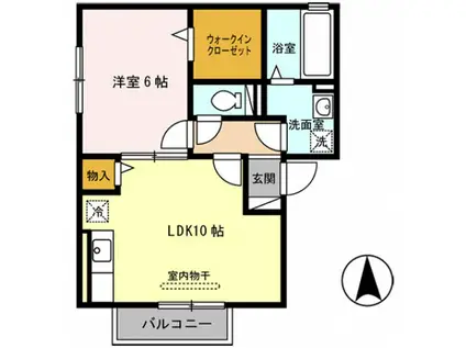 ミュリ―ル(1LDK/2階)の間取り写真