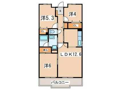 サンヒルズ天神(3LDK/3階)の間取り写真