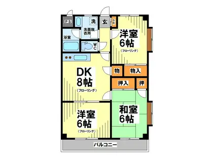 スプランドゥール国領(3DK/1階)の間取り写真