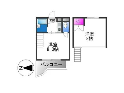 ベルジュネス(2K/5階)の間取り写真