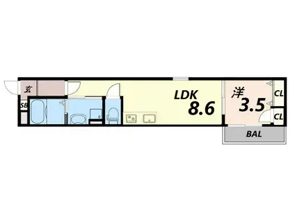 アート尼崎若王寺(1LDK/1階)の間取り写真