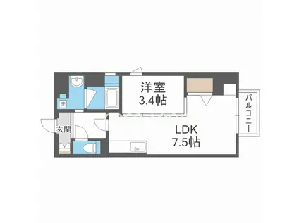 カーサトレンタ(1DK/3階)の間取り写真