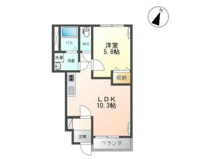 グランディールI(1LDK/1階)の間取り写真