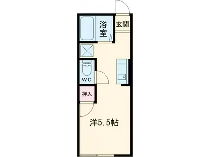ひなたミカンと青空のテラス(ワンルーム/1階)の間取り写真