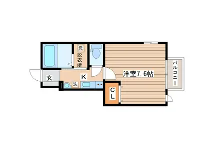 ウォーカーヒル東照宮(1K/1階)の間取り写真