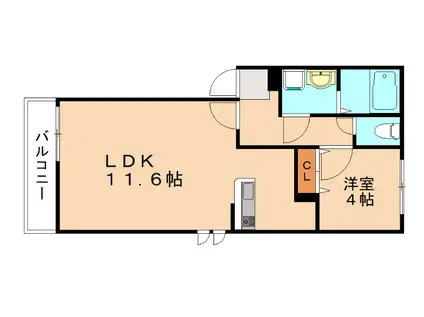 AUTUNNO中原西II(1LDK/3階)の間取り写真