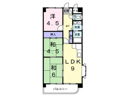 ファミーユ旭(3LDK/3階)の間取り写真