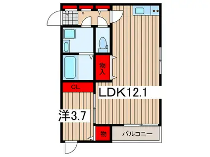 DIMORA K(1LDK/3階)の間取り写真