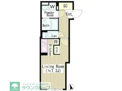 ルオーレ恵比寿(1K/4階)の間取り写真