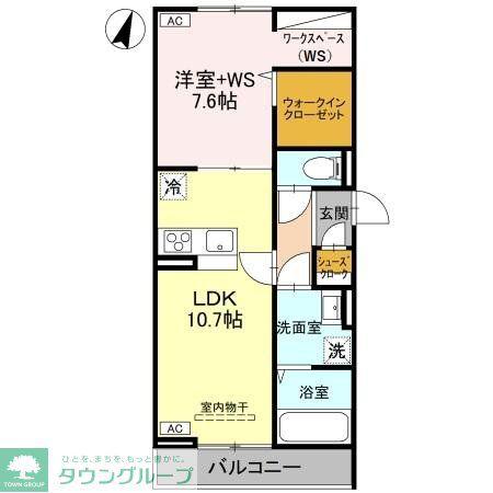 アドラブール A棟(1LDK/2階)の間取り写真