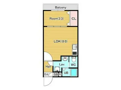 ジーメゾン寝屋川泰町アリビオ(1LDK/2階)の間取り写真