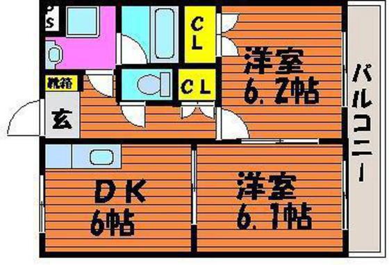 マンション 寿(2DK/4階)の間取り写真