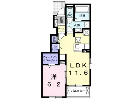 アイリス・K I(1LDK/1階)の間取り写真
