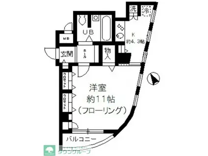 エスペランサ平河町(1K/3階)の間取り写真