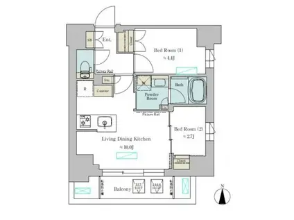 BRILLIA IST 武蔵小杉(2LDK/5階)の間取り写真