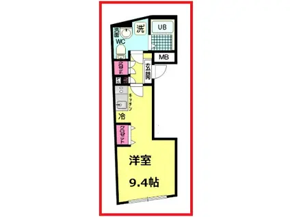 クロスグレイ町屋(ワンルーム/2階)の間取り写真