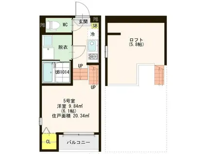 チサリテラスIII(1K/1階)の間取り写真