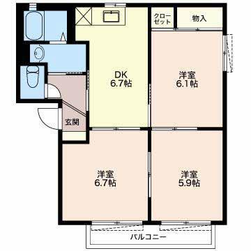 ジュビレオ 壱番館(3DK/1階)の間取り写真