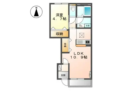 ピアヴィレッジII(1LDK/1階)の間取り写真