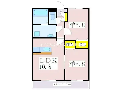 オクトパスガーデンII(2LDK/2階)の間取り写真