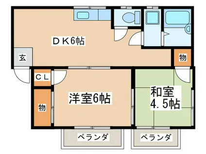 ハイツ野崎A(2DK/2階)の間取り写真