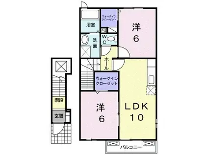 カーザ・フェリース I(2LDK/2階)の間取り写真