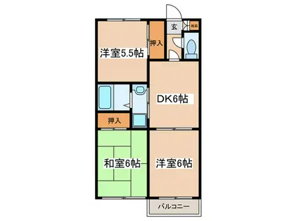 ヴィラ八神(3DK/1階)の間取り写真