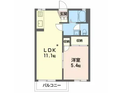 フレグランス上大沢B(1LDK/1階)の間取り写真