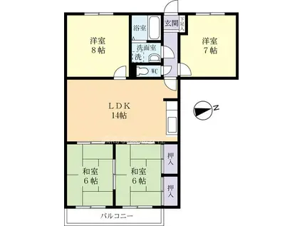メゾン土浦(4LDK/2階)の間取り写真