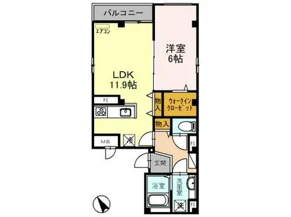 グランメゾン北浦和(1LDK/4階)の間取り写真