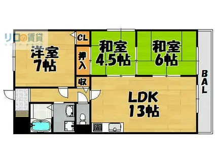 アルウェットグランドステージ(3LDK/5階)の間取り写真