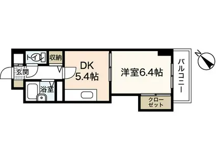 AZALEA中広(1DK/4階)の間取り写真
