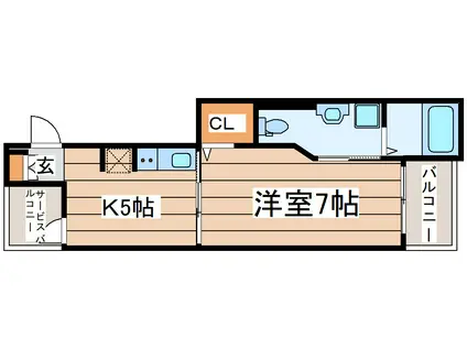 ボヌール・シュン(1K/2階)の間取り写真