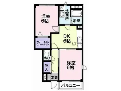 グラン・パステークI(2DK/1階)の間取り写真