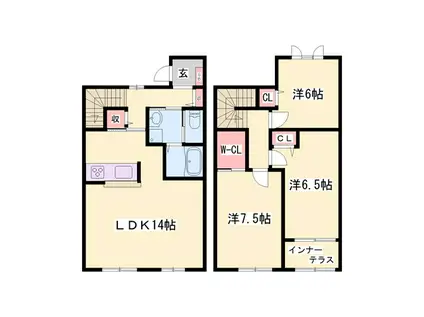 プレミア南条・シャーメゾン南条 A棟(3LDK/1階)の間取り写真