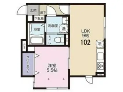 VIF/VIVE(1LDK/1階)の間取り写真